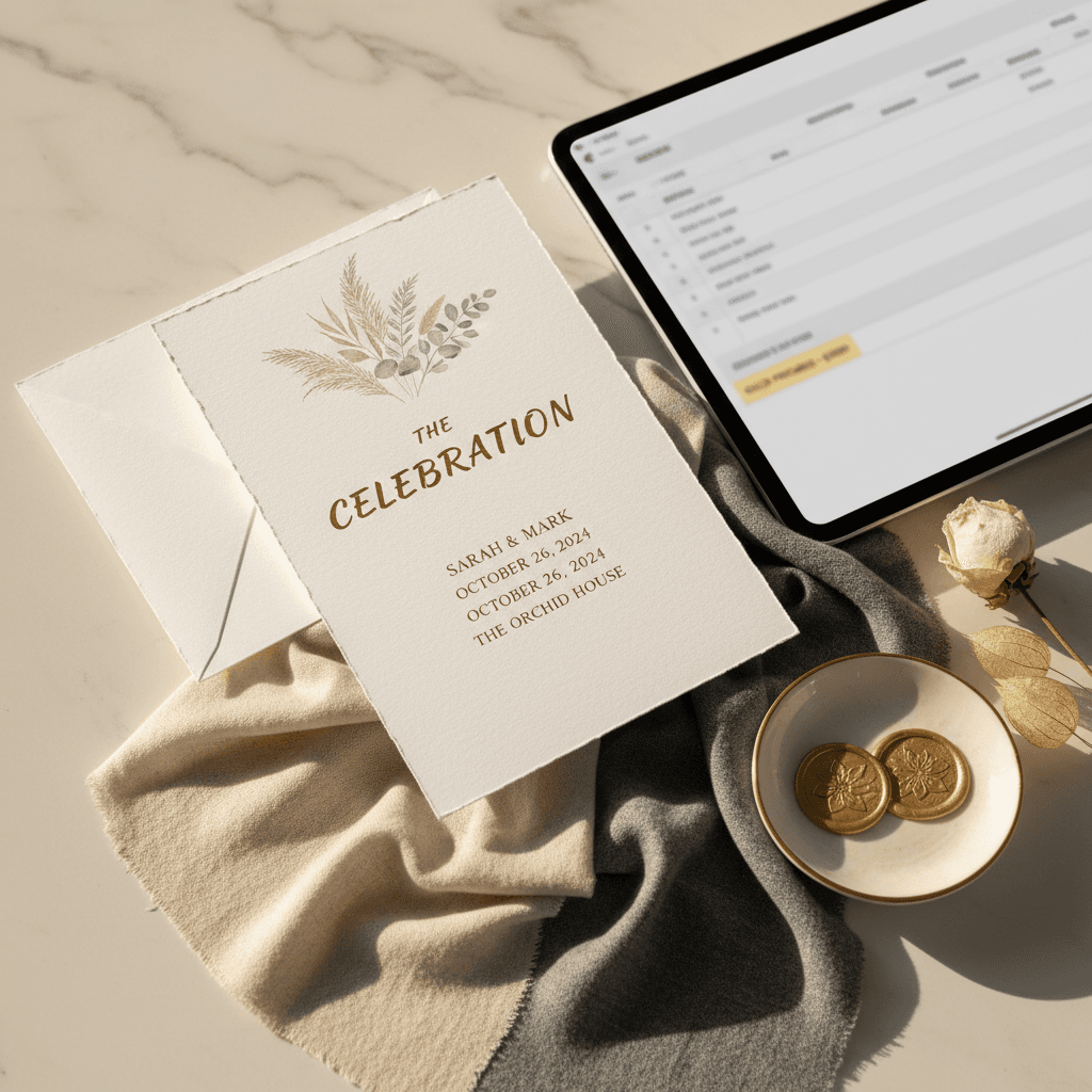 Event planning materials and customized service details
